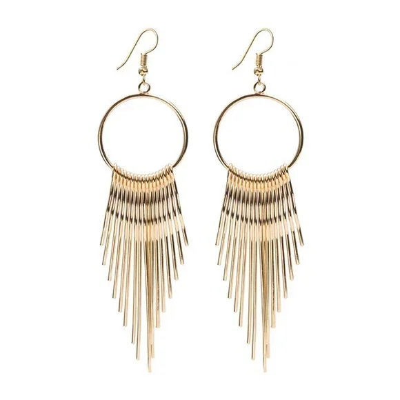 NEW! Beautiful Metal Long Tassel Earrings Gold or Silver Dangle Earrings - GIFT - Picture 2 of 3